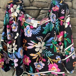 C&C California Women's Floral Black Top